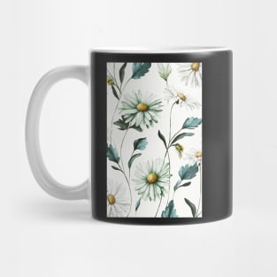 Floral Garden Botanical Print with Daisy White Mug